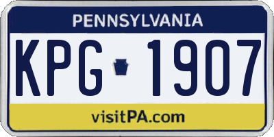 PA license plate KPG1907