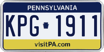 PA license plate KPG1911
