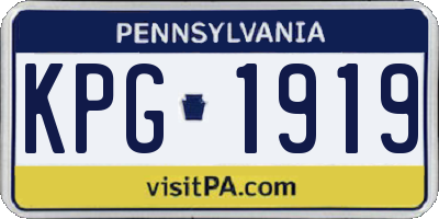 PA license plate KPG1919