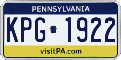 PA license plate KPG1922