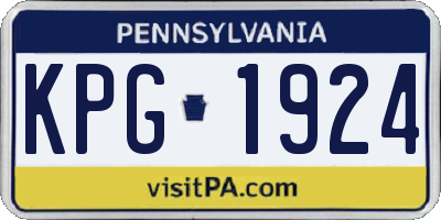 PA license plate KPG1924
