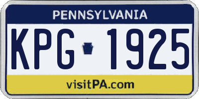 PA license plate KPG1925
