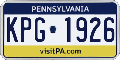 PA license plate KPG1926