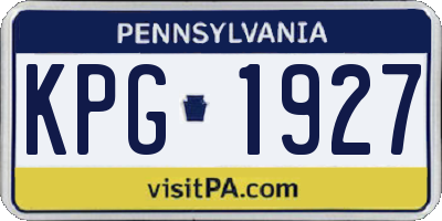 PA license plate KPG1927