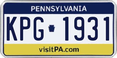 PA license plate KPG1931