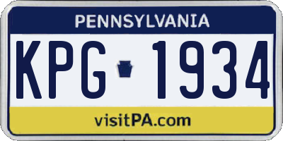 PA license plate KPG1934
