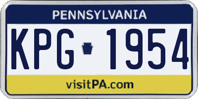 PA license plate KPG1954