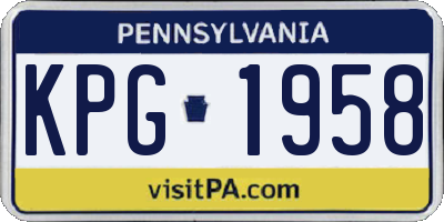 PA license plate KPG1958