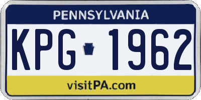 PA license plate KPG1962