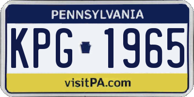 PA license plate KPG1965