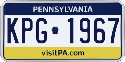 PA license plate KPG1967