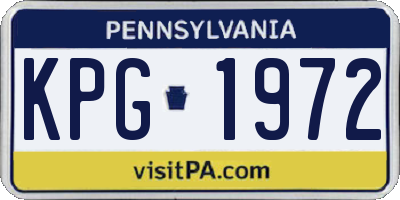 PA license plate KPG1972