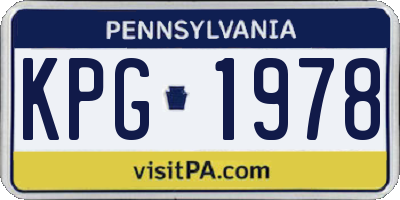 PA license plate KPG1978