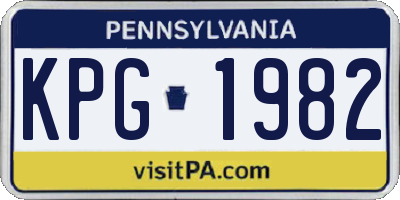 PA license plate KPG1982