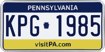 PA license plate KPG1985