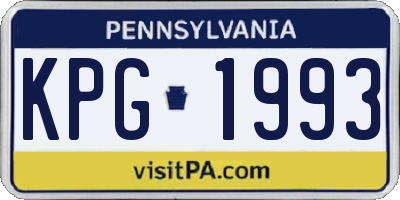 PA license plate KPG1993
