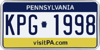 PA license plate KPG1998