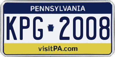 PA license plate KPG2008