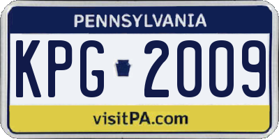 PA license plate KPG2009