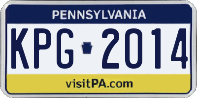 PA license plate KPG2014