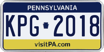 PA license plate KPG2018