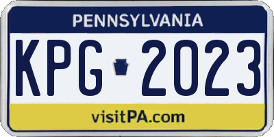 PA license plate KPG2023