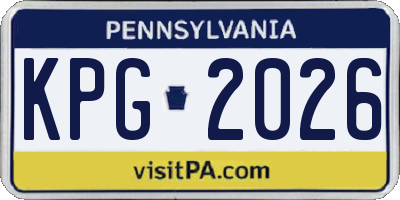 PA license plate KPG2026