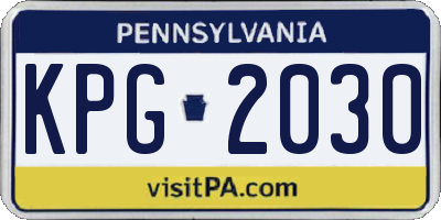 PA license plate KPG2030