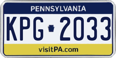 PA license plate KPG2033