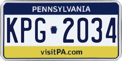 PA license plate KPG2034