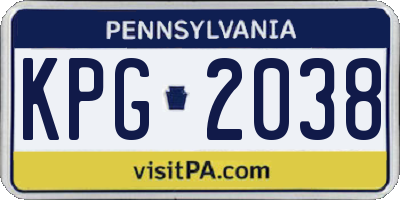 PA license plate KPG2038