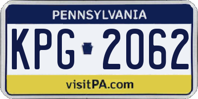 PA license plate KPG2062
