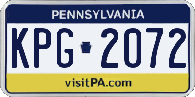 PA license plate KPG2072