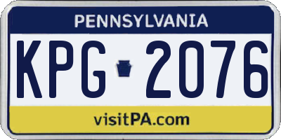 PA license plate KPG2076