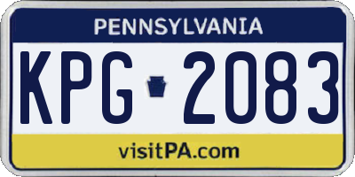 PA license plate KPG2083