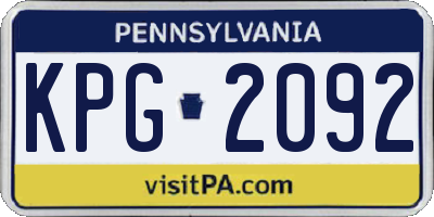 PA license plate KPG2092