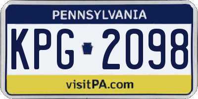 PA license plate KPG2098