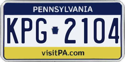 PA license plate KPG2104