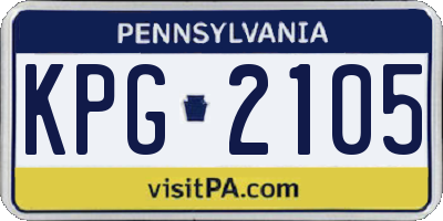 PA license plate KPG2105