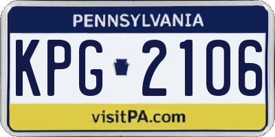 PA license plate KPG2106