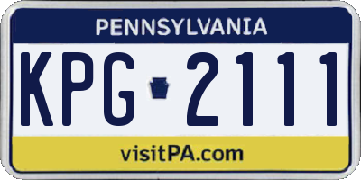 PA license plate KPG2111