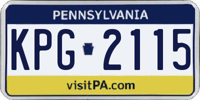 PA license plate KPG2115
