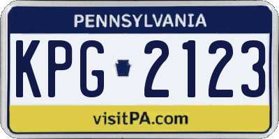 PA license plate KPG2123