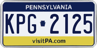 PA license plate KPG2125