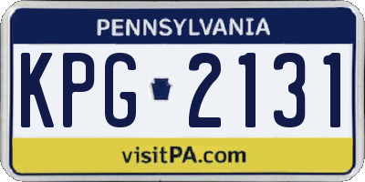 PA license plate KPG2131