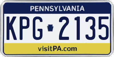 PA license plate KPG2135