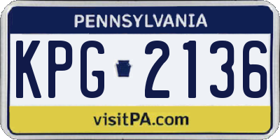 PA license plate KPG2136