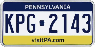 PA license plate KPG2143