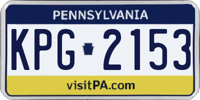 PA license plate KPG2153