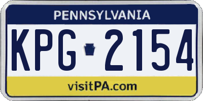 PA license plate KPG2154
